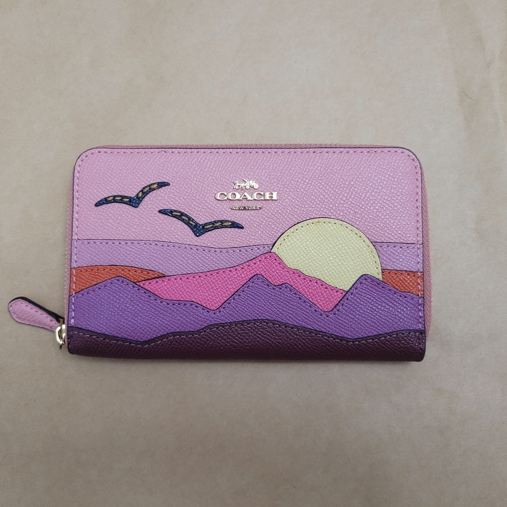 Coach Sunset Landscape Wallet in Pink and Purple